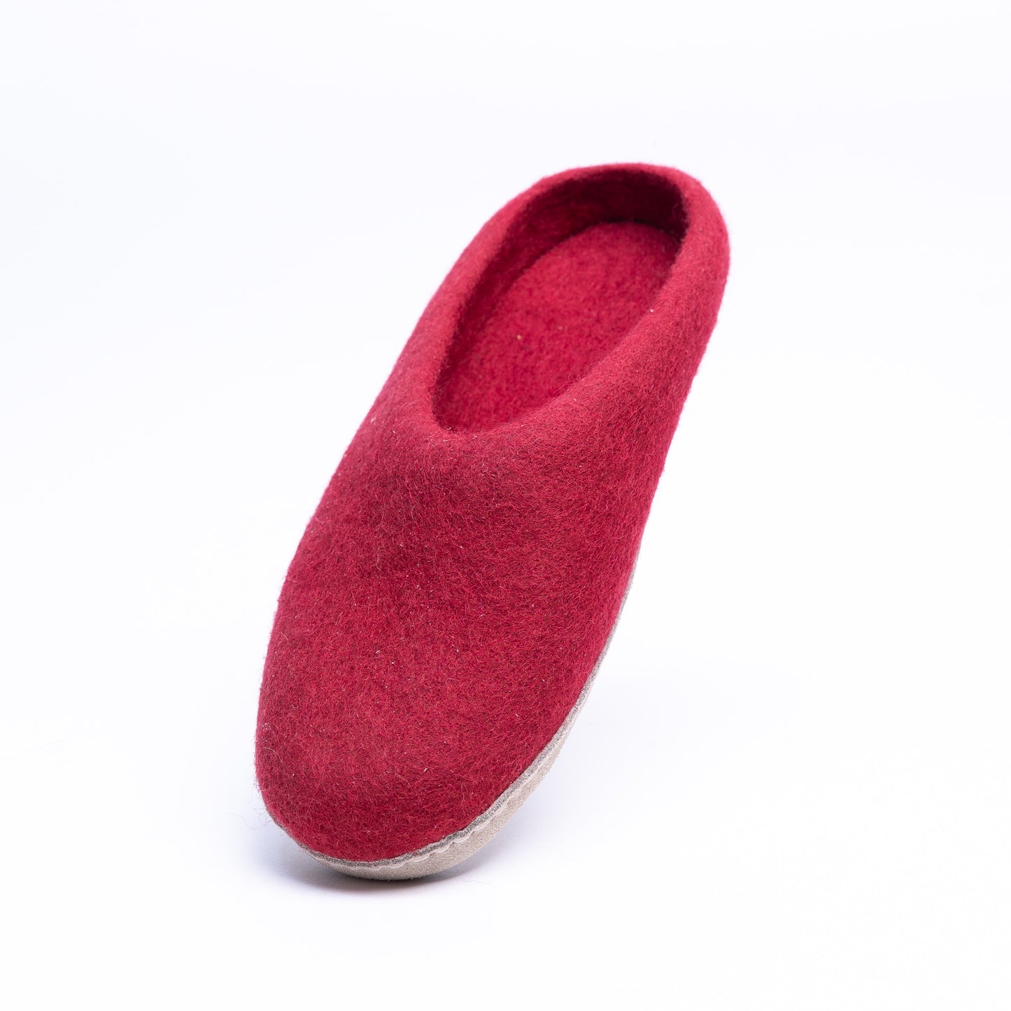 Red Wool Felt Slippers
