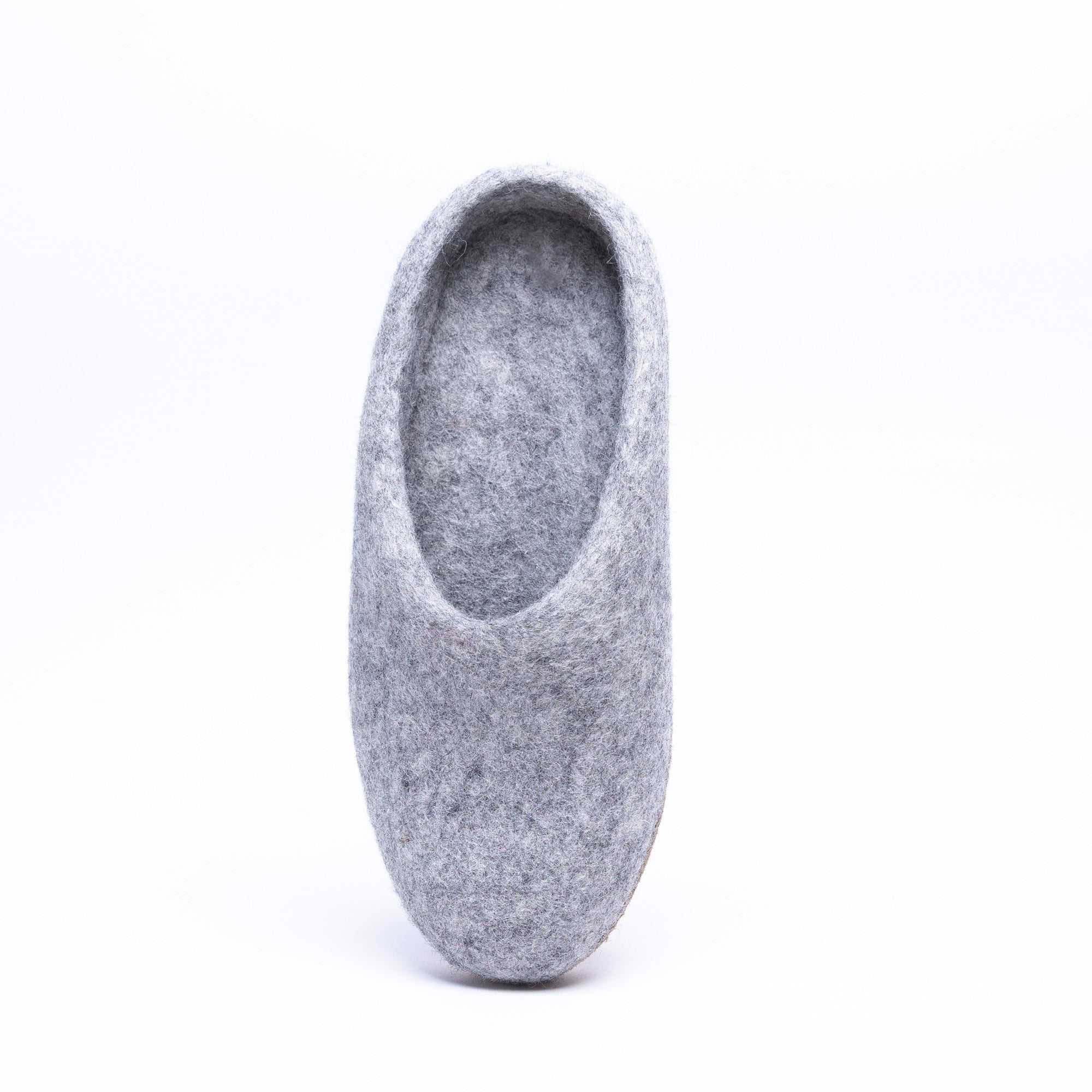 Marbled Light Grey Wool Felt Slippers