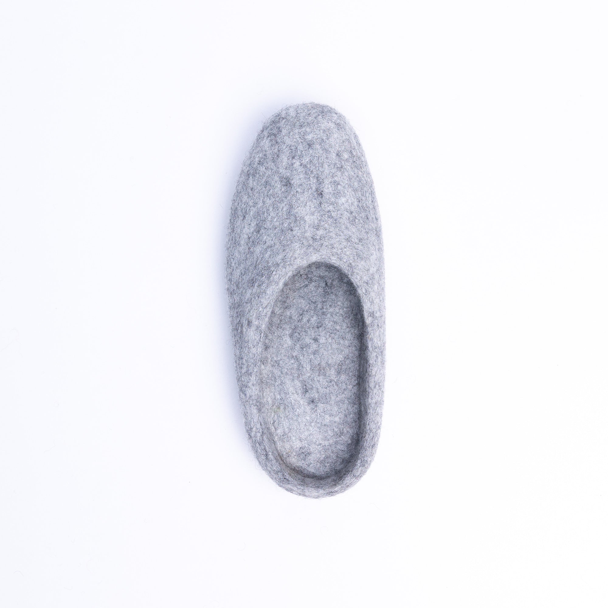Marbled Light Grey Wool Felt Slippers