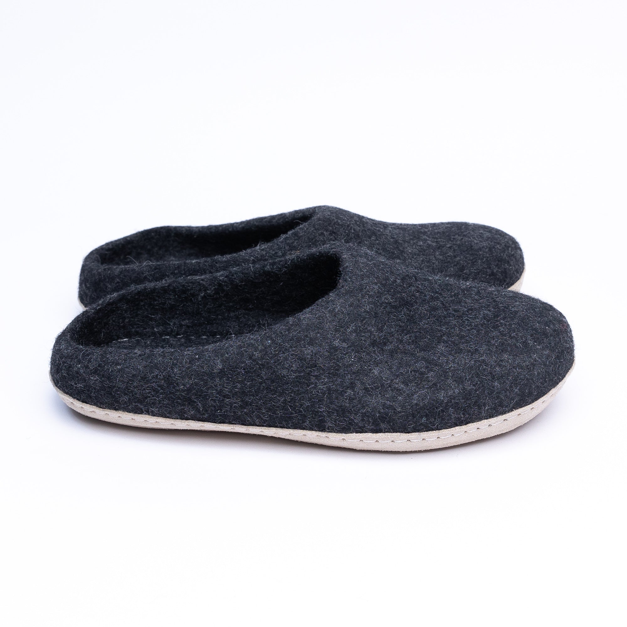 Handmade graphite wool house slippers for men and women