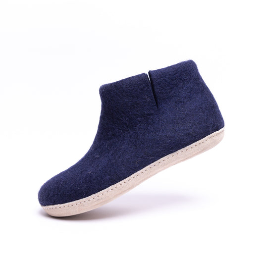 Navy Wool Felt Boots