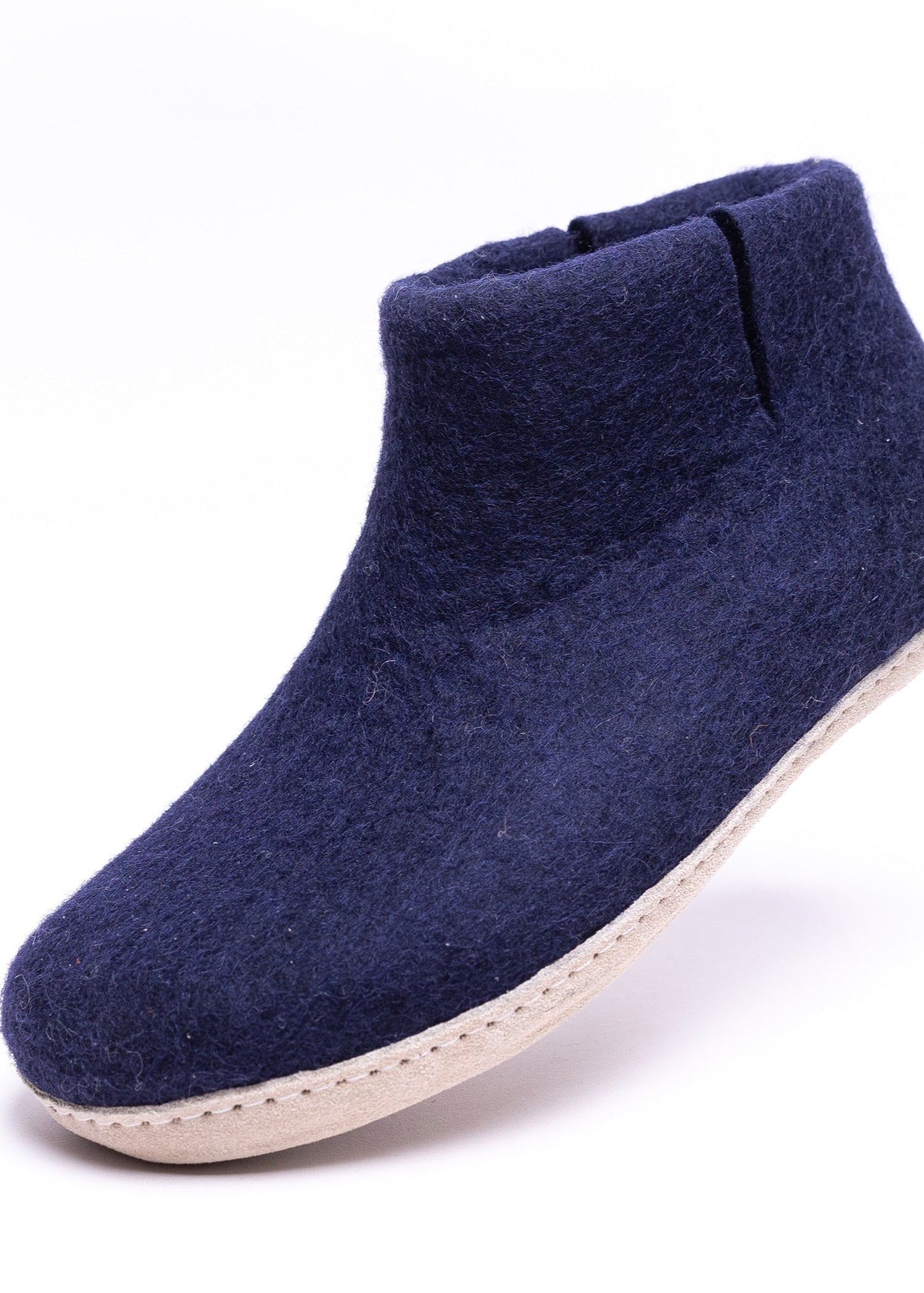Navy Wool Felt Boots - Kuuma Shoes