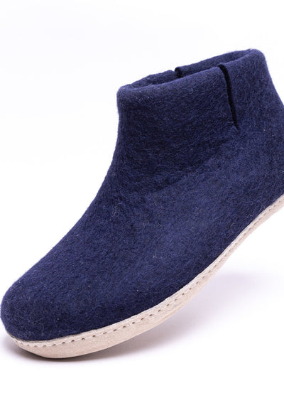 Navy Wool Felt Boots
