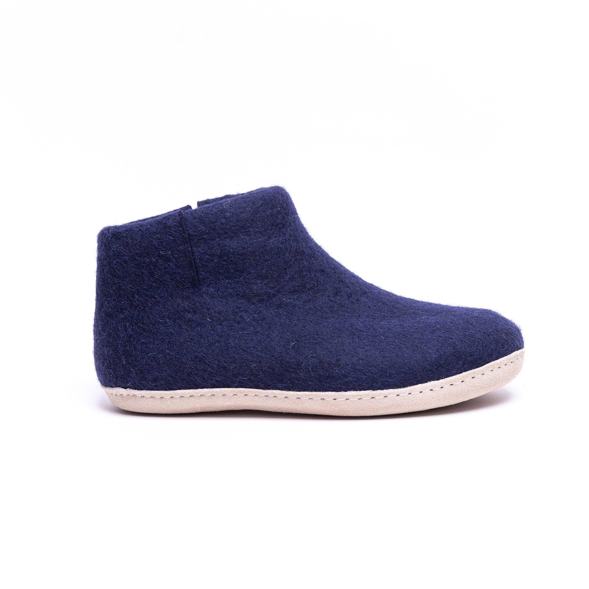 Navy Wool Felt Boots - Kuuma Shoes