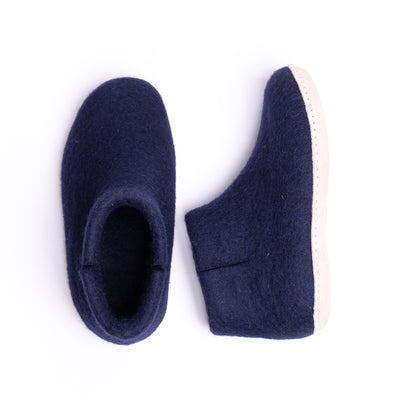 Navy Wool Felt Boots