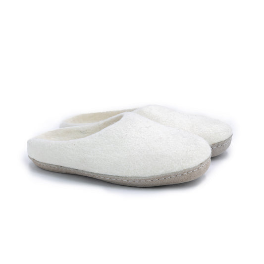 Neutral Cream Wool Slippers