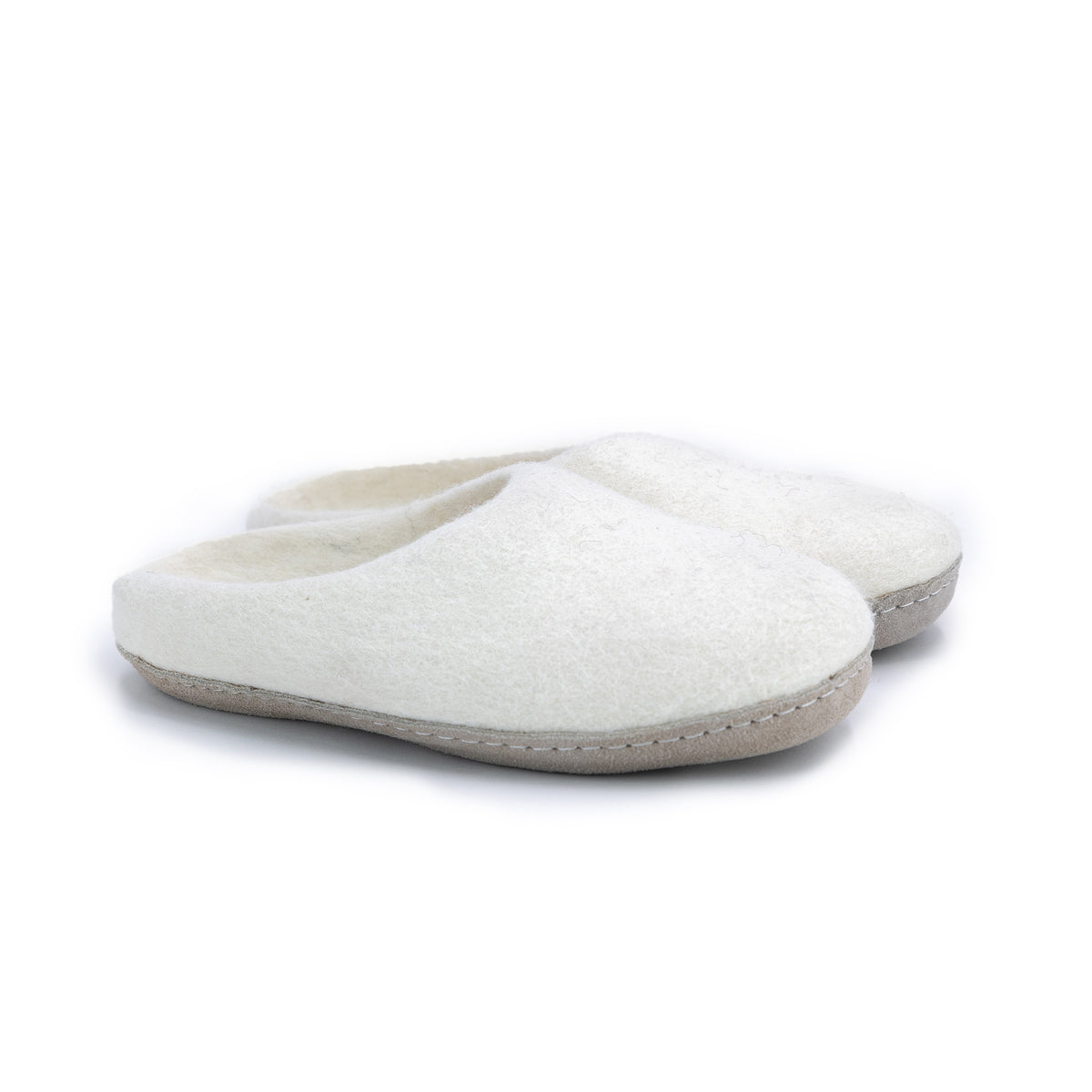 Neutral Cream Wool Slippers - Kuuma Shoes