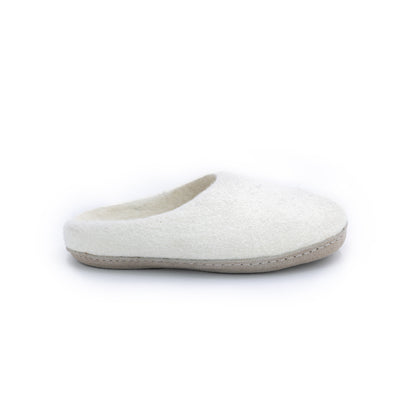 Neutral Cream Wool Slippers