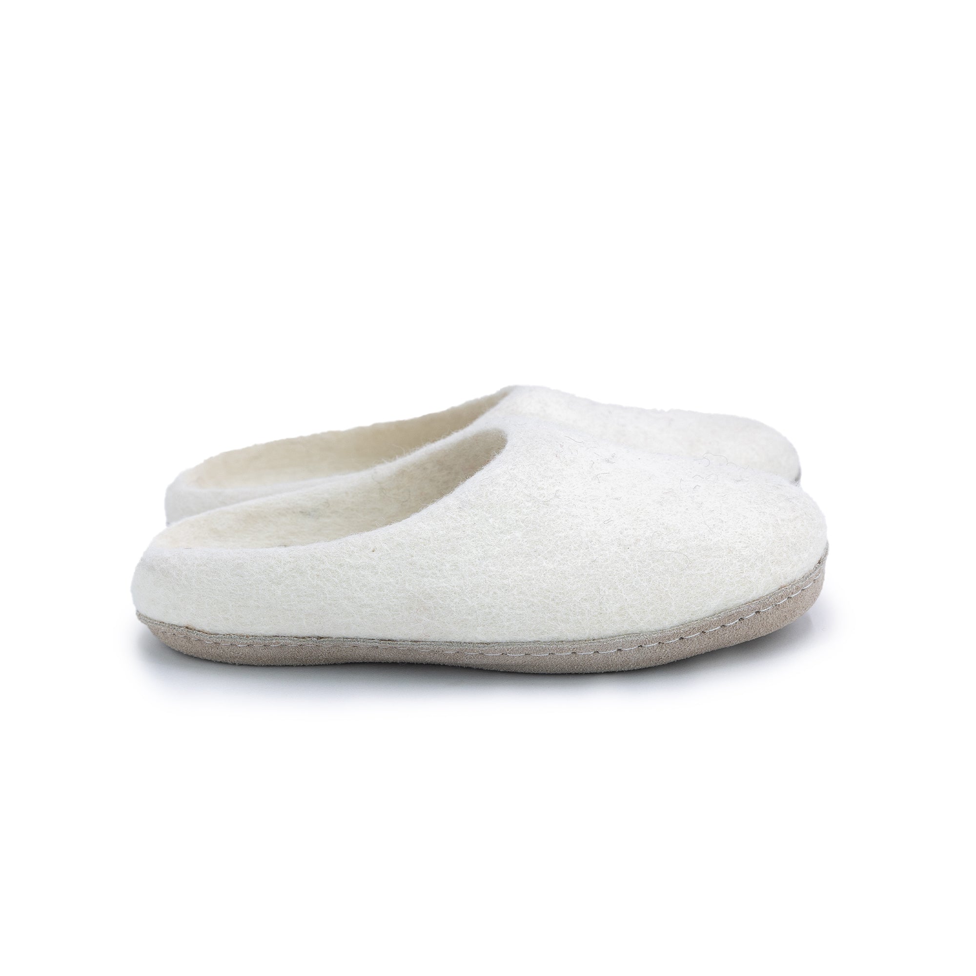 Neutral Cream Wool Slippers